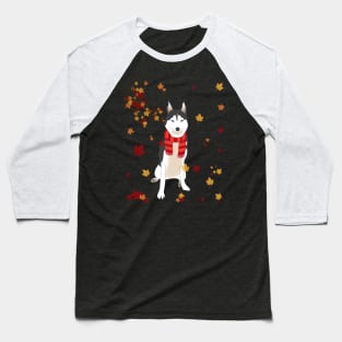 Cute Siberian Husky Dog Autumn Thanksgiving Gifts Baseball T-Shirt